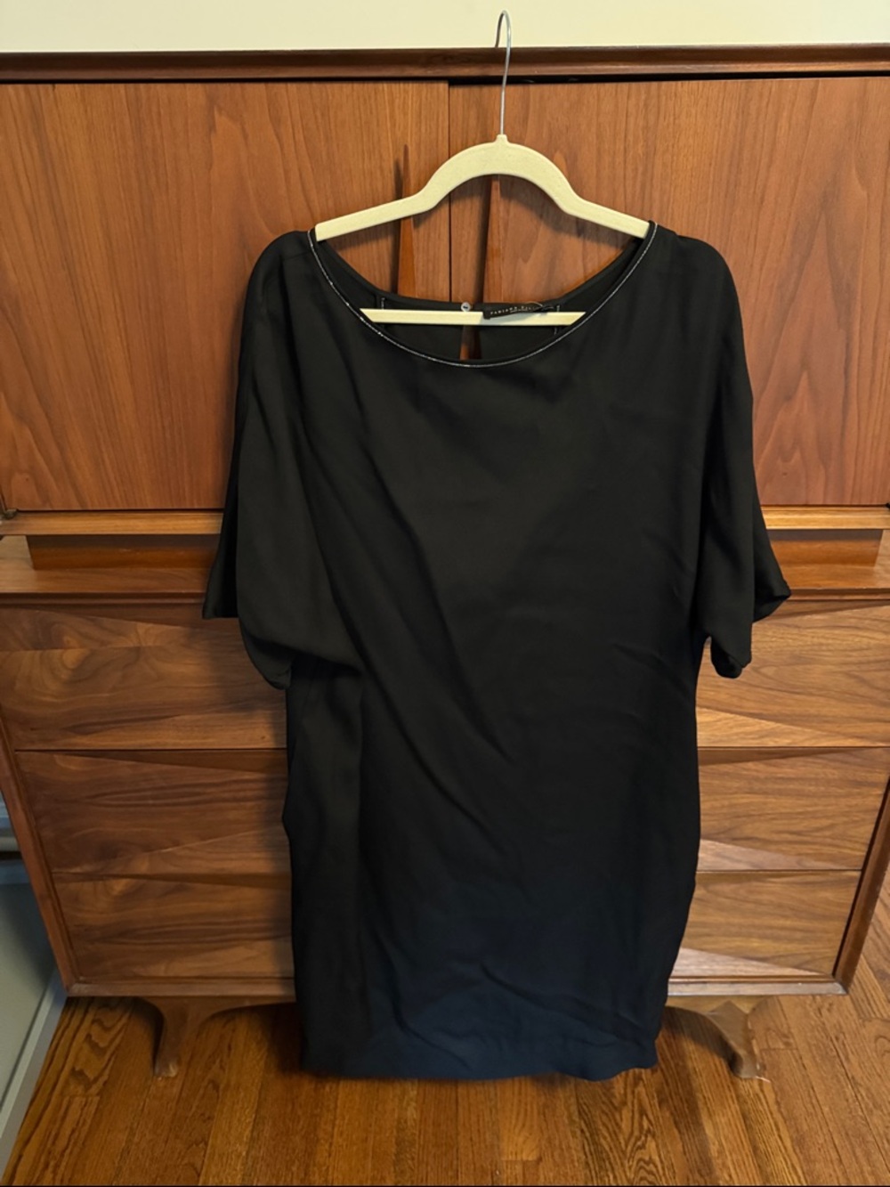 Black Midi Dress with Short Dolman Sleeves